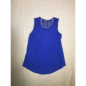 Womens Papermoon Stitch Fix Lace Blouse Tank Top Cobalt Blue Bold Romantic